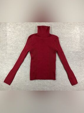 Vermani Red Ribbed Turtleneck Sweater
